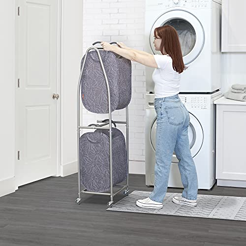 2 Tier Laundry Sorter By Neatfreak! - Laundry Hamper With Wheels & 2 X Laundry Basket Tote Bags For Dirty Clothes, Towels, Blankets, Bathroom Storage & Laundry Room Organization #TOP4