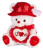 Musical I Love You Valentine Teddy Bear with Red Hat 11 Inches tall You hear Kissing Sound & then Bear Says I Love You with Cute Voice When Its Paw Is Pressed Valentines Day Gifts!