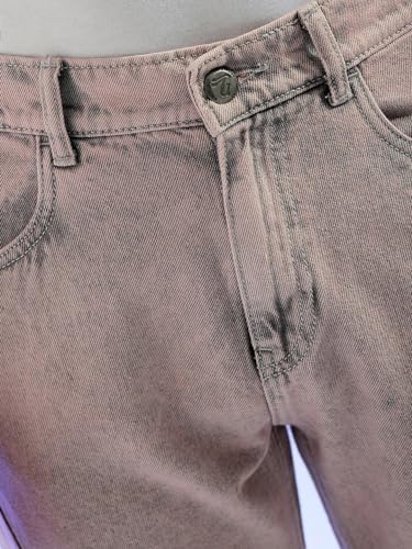 Image of The Indian Garage Co Men Relaxed Fit Solid Mid-Rise Cargo Denim