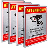 Cartelli Videosorveglianza 5 Pezzi - Alluminio 15x15cm Per Esterno GDPR - Foto 12