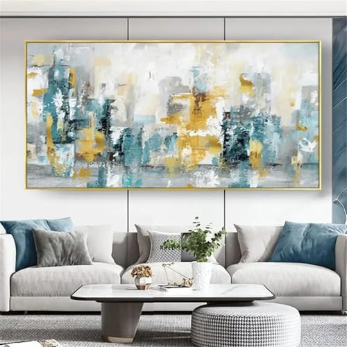 Peinture à l'huile abstraite de luxe en feuille d'or pour sublimer le salon - 2