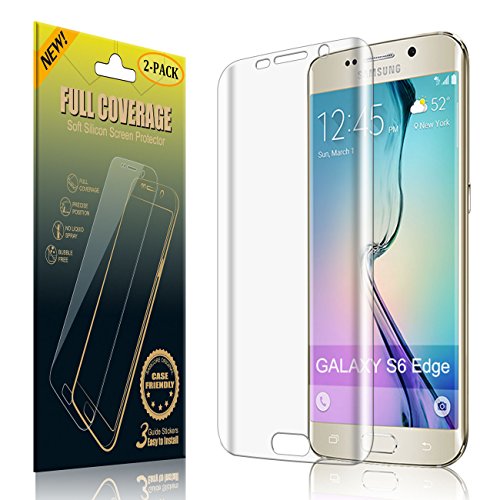 eSamcore Samsung Galaxy S6 Edge Screen Protector Easy Application, Anti-Bubble Case Friendly [Full Coverage] Soft HD Clear Film for Galaxy S6 Edge SM-G925 [2-Pack]