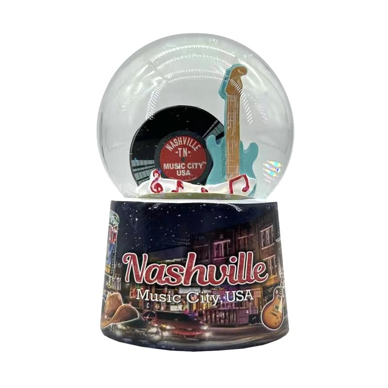 Nashville Snowglobe Featuring Classic Guitar and Signature Record - Mid-South Products