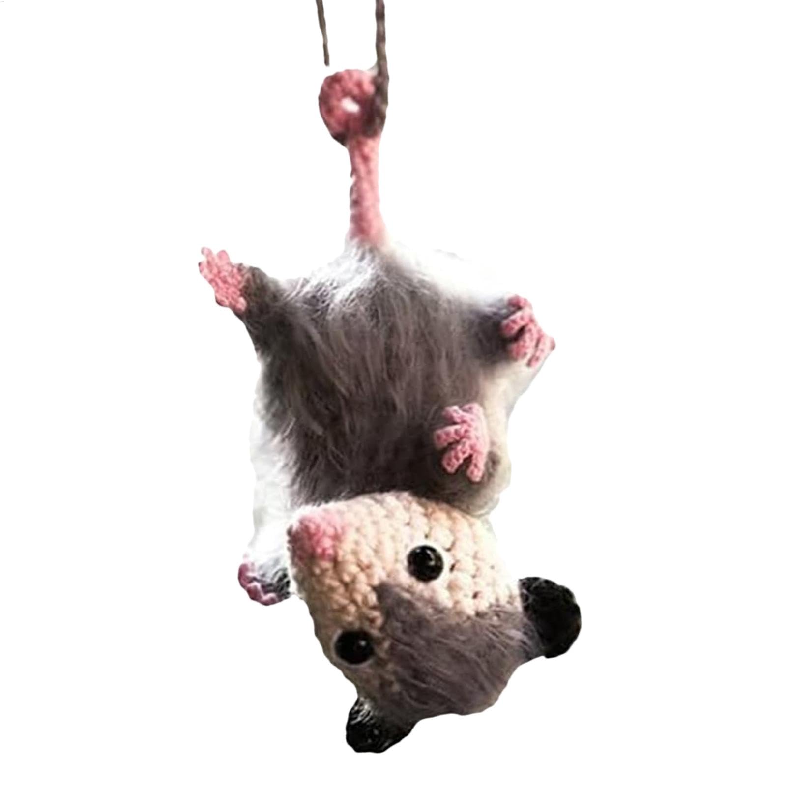 Opossum Car Charm - Car Pendant | Adorable Opossum Car Decoration - Car Accessory Unique Rearview Mirror Accessories Handmade Knitted For Car