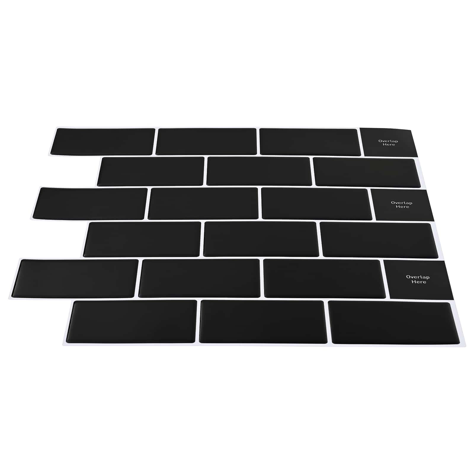 Piastrella Subway 20 pz Nero 30 x 30 cm Poliuretano e PET