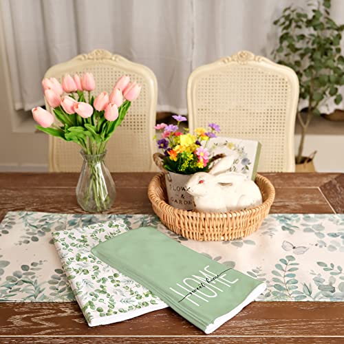 Geeory Eucalyptus Leaves Kitchen Towels For Spring Summer Decor Home Sweet Home Dish Towels 18X26 Inch Ultra Absorbent Bar Drying Cloth Hand Towel For Bathroom Party Home Decorations Set Of 2 #TOP2