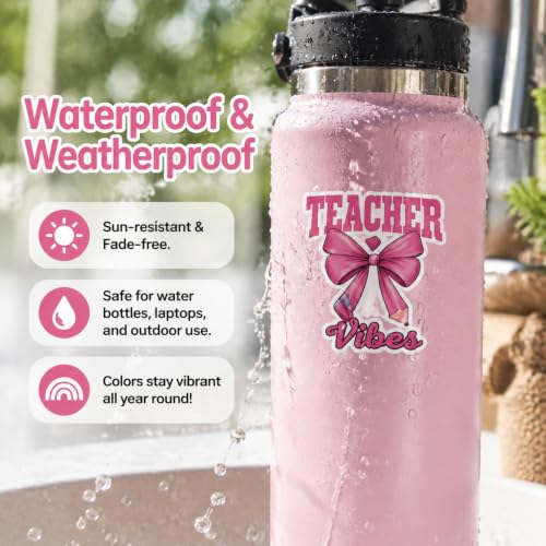 Engrowtic 200 Pcs Stickers for Teachers Bulk, Back to School Stickers for Students, Cute Motivational Teachers Sticker, Vinyl Waterproof School Supply Sticker for Water Bottles Laptop - Image 2