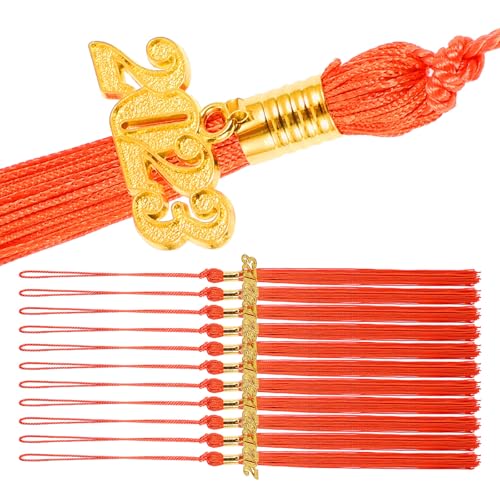 Borlas de Graduación Naranja MOKKHNB de Poliéster para Ceremonia Universitaria de Fin de Curso 12uds