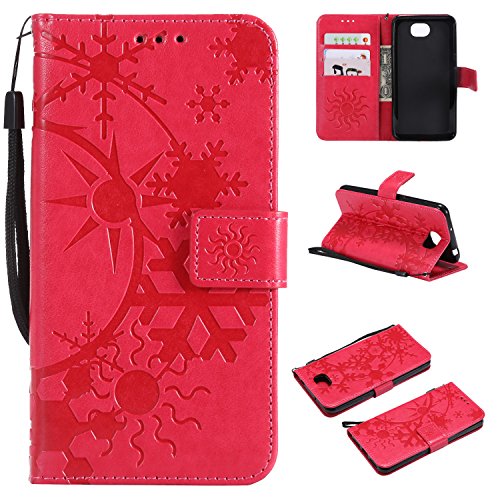 Oujiet-eu MS Custodia per Huawei Y5II CUN-L22 CUN-L01 Custodia Flip in Pelle PU + Cover Case in Silicone Fissa Protezione 4