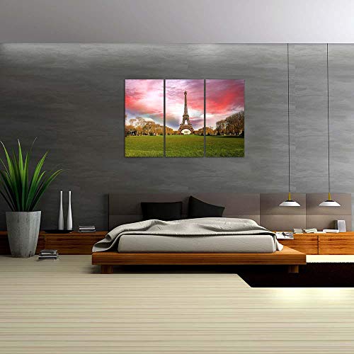 Image of ArtzFolio Spring Morning With Eiffel Tower, Paris, France Split Art Painting Panel On Sunboard 38.9 X 25.9Inch