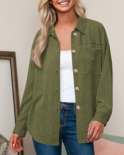 Image of PRETTYGARDEN Women's Textured Oversized Button Down Shirts