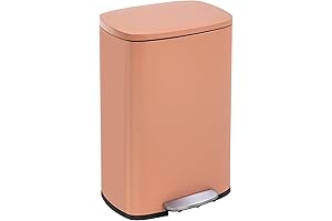 FDW 13-Gallon Fingerprint-Proof Brushed Steel Step Trash Can in Eye-Catching Pink