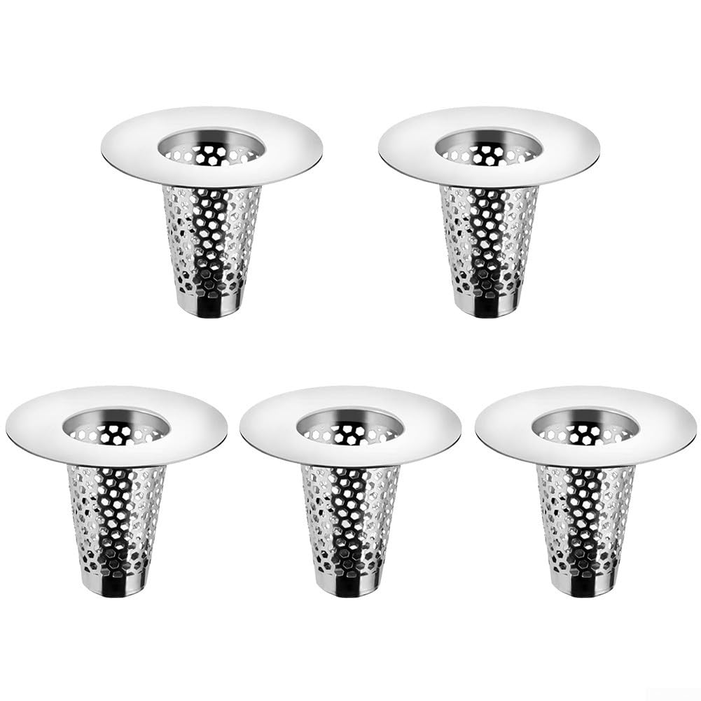Crépines coniques lot de 5 pour protéger le lavabo et la salle de bain au quotidien