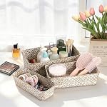 3 Natural Wicker Basket Set Rectangular Seagrass Basket, White Washed - Image 7