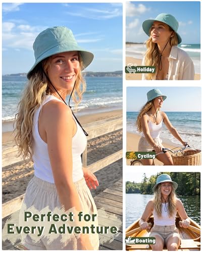 Image of Water-Resistant Bucket Hat for Women Men Rain Hat UPF 50+ Boonie Sun Hat Foldable Summer Floppy Fishing Safari Hats