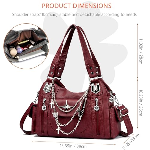 Bolso Hobo Vintage Mujer LY&SQ de Cuero Sintético miniatura 3