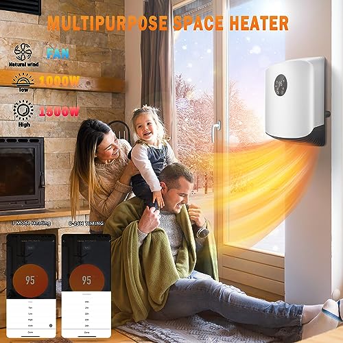 Tmwings Space Heater For Indoor Use Wall Mounted With Wifi/Remote,1500W Portable Heater Fast Heating With Adjustable Thermostat,Quiet Heater For Bedroom/Living Room/Office thumb #4