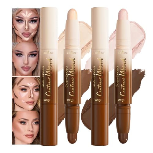 2Pcs 2 in 1 Contour Stick Set Waterproof Bronzer Highlighter