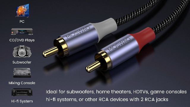 Amazon.com: MOSWAG RCA Splitter 1 Female to 2 Male, Gold Plated