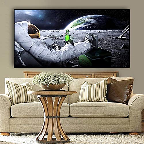 Toile astronaute sur la Lune 40x80cm tableau espace sans cadre pour salon