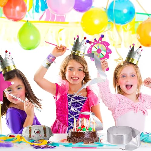 image for HiUnicorn 2PCS Sparkly Silver Dance Ribbons for Kids Party Favor, 6.6 