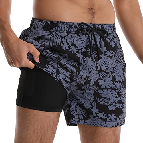 Recopilación de Ropa de baño para Hombre los 5 mejores. 43 LECOONMX Traje de Baño Hombre 2 in 1 (2022 Nuevo Modelo) Bañador Trunks Shorts Derportivo para Playa Natación Piscina Correr Secado Rápido con Licra de Bóxer