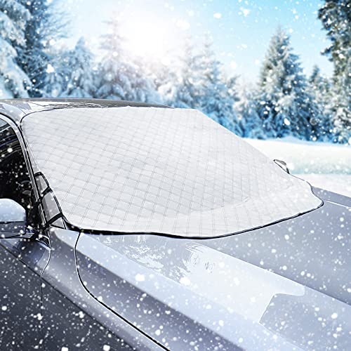 Cubierta para Parabrisas Delantero del Coche 3 magnético contra los Rayos UV y el Calor Anti Escarcha Nieve Hielo Universal para la mayoría de los vehículos 193 x 126 cm Plegable