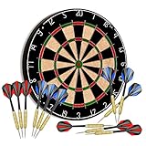 Tian ma Sisal Bristle Dartboard 17.7?x1.5 Staple-Free Bullseye 12 Steel Tip Darts 18g Dartboards Mounting Kits Included