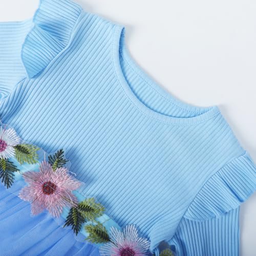 Image of HILEELANG Little Flower Girl Tulle Tutu Dress Easter Cotton Ribbed Birthday Wedding Party Princess Dresses