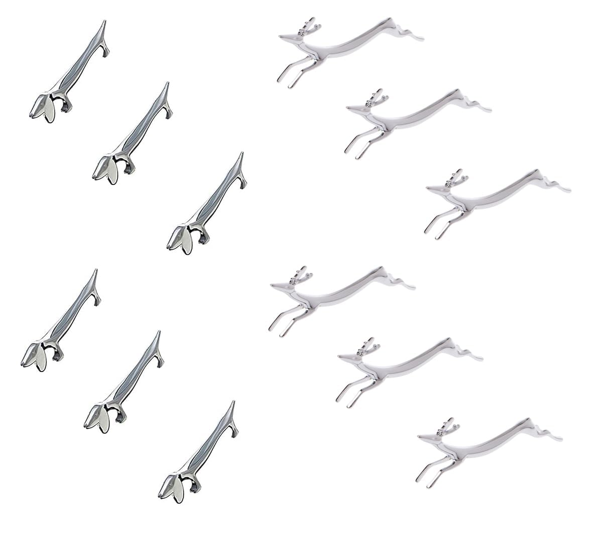 BMTickDachshund and Deer Knife Rest Set for Dinner Table Settings, Silver, Set of 12 - Hunter's Dachshund and Dancing Deer