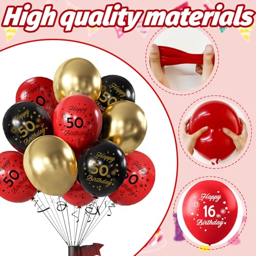10th Birthday Balloons 12pcs Red Black and Gold Happy 10th Birthday Latex Confetti Balloons Red Black and Gold 10 Year Old Party Balloons for Boys Girls Kids Birthday Graduation Testival Decoration - Image 7