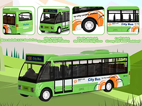 Crelloci City Bus Toy For Kids, Die Cast City Stagecoach Buses Pull Back Play Vehicle With Sound And Light Up Metal Cars Model For Boys Girls Age 3+ Years Old #TOP1