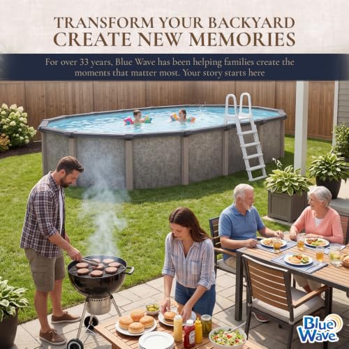 Image of Blue Wave Riviera 15-ft x 30-ft Oval 54-in Deep 8-in Top Rail Metal Wall Swimming Pool Package