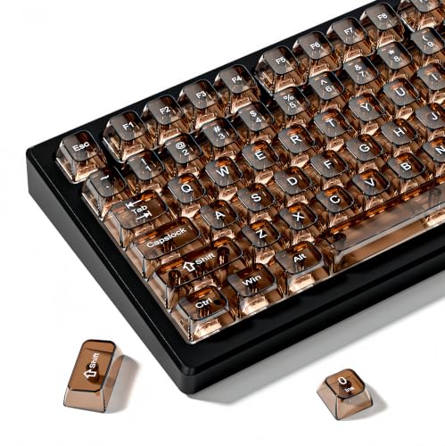 Image of dagaladoo Clear keycaps Set,Translucent Keyboard keycaps,Jelly Key caps | Shine Through keycap Glossy,Coffee Transparent MDA Profile Custom keycaps for Mx Switches Mechanical Keyboard(115-keys,Brown)