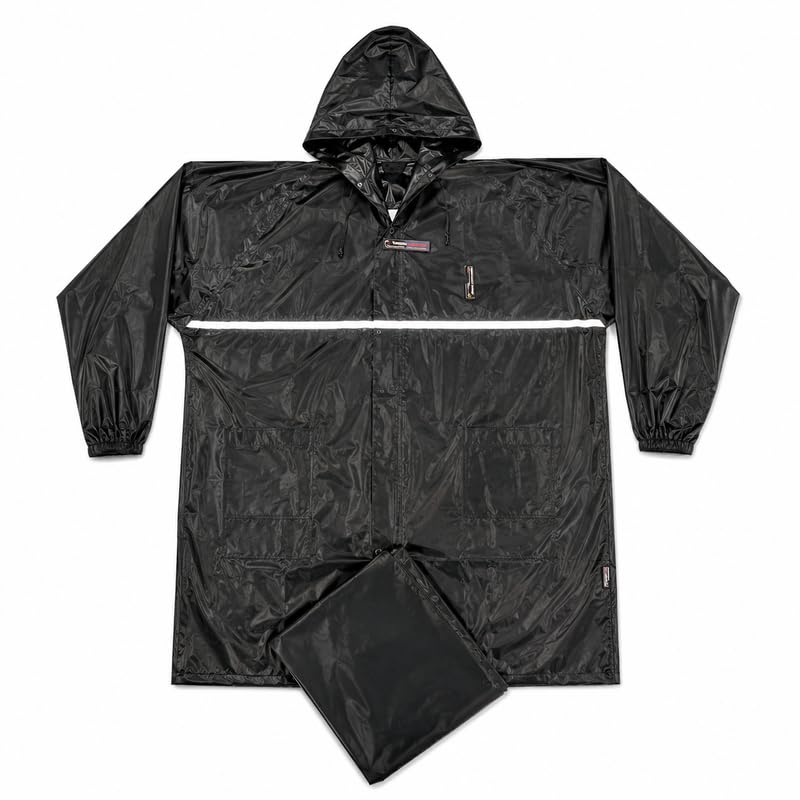 drumstone (𝐋𝐢𝐦𝐢𝐭𝐞𝐝 𝐓𝐨𝐝𝐚𝐲 Heavy Duty Waterproof Rain Suit, PVC Hooded Jacket and Pant with Adjustable Fit, Reflective Outdoor Rain Wear for Men and Travel 𝟏𝟓 𝐘𝐞𝐚𝐫𝐬 𝐖𝐚𝐫𝐫𝐚𝐧𝐭𝐲-picture-37