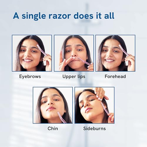 Image of Be Bodywise Reusable Face Razor For Women - Pack of 3 | Instant & Painless Hair Removal | For Eyebrows, Upper Lip, Forehead, Peach Fuzz, Chin and Sideburns | Stainless Steel Blade & Firm Grip | Purple
