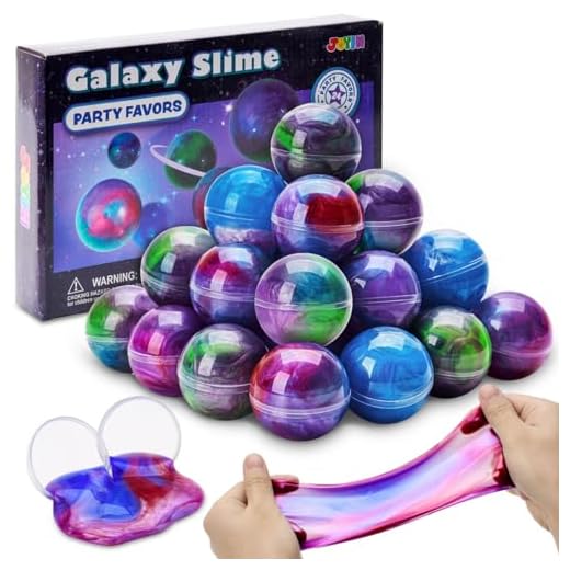 JOYIN Slime Party Favors, 24 Pack Mixed Colors Galaxy Slime Ball Party Favors - Stretchy, Non-Sticky, Mess-Free, Stress Relief, and Safe for Girls and Boys - Classroom Reward, Party Supplies