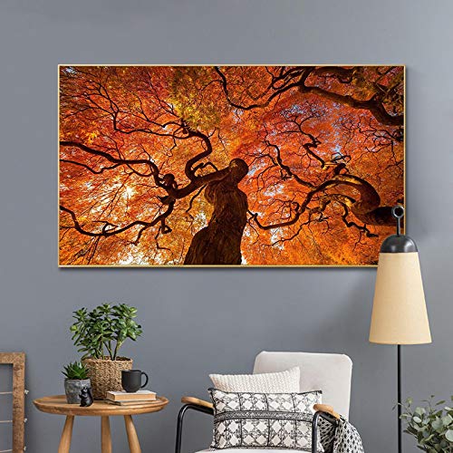 Toile paysage arbres automne pour créer un salon cocooning et chaleureux