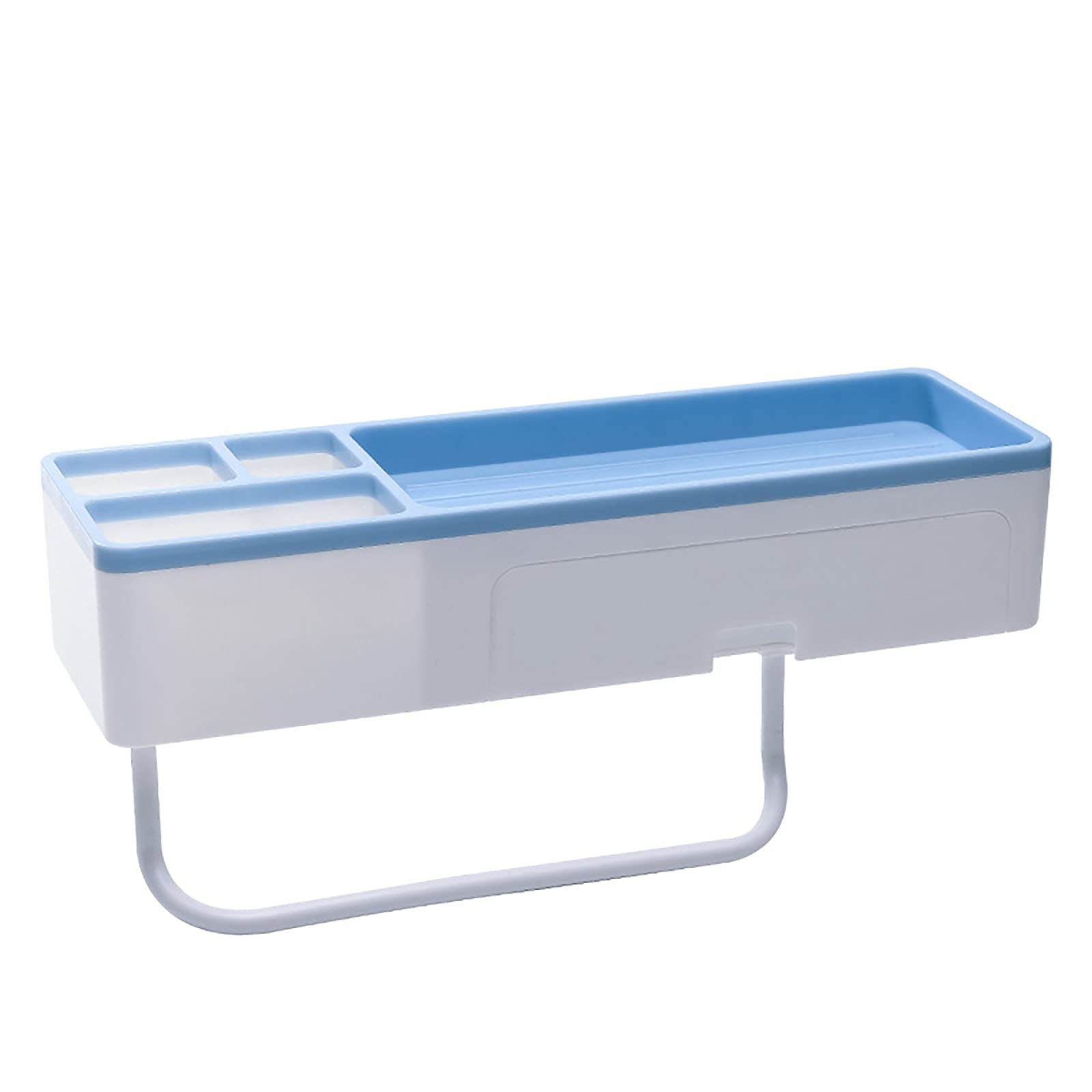 Étagère murale de salle de bain bleue avec tiroir et porte-serviettes sans perçage
