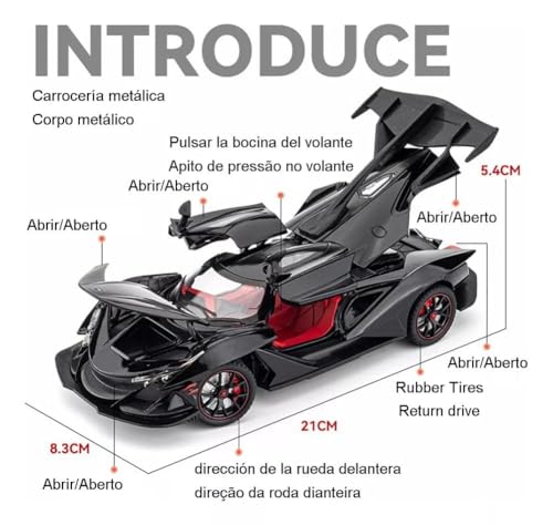 Image of Exclusive Alloy Metal Pull Back Die-Cast Car Diecast Metal Pullback Toy Car with Openable 6 Doors,Light Music Boys Gifts Toys (1:24 Apollo Project EVO)