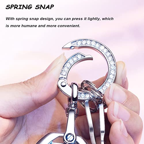 Ioualey 2 Pack Bling Car Keychain, Universal Crystal Car Key Chain Sparkly Rhinestones Key Fob With D-Ring And 3 Key Rings For Women Men Girls Ladies And Fit For Most Car Suv Trucks, Silver/Gold #TOP2