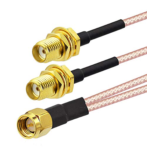 Superbat SMA Male to Dual Female Coaxial Cable Splitter 2 Way 50ohm RG316 Coax Splitter Cable 15cm for Router Gateway Modem Mobile Hotspot WiFi/Cellular Antenna(not for TV) - Image 2