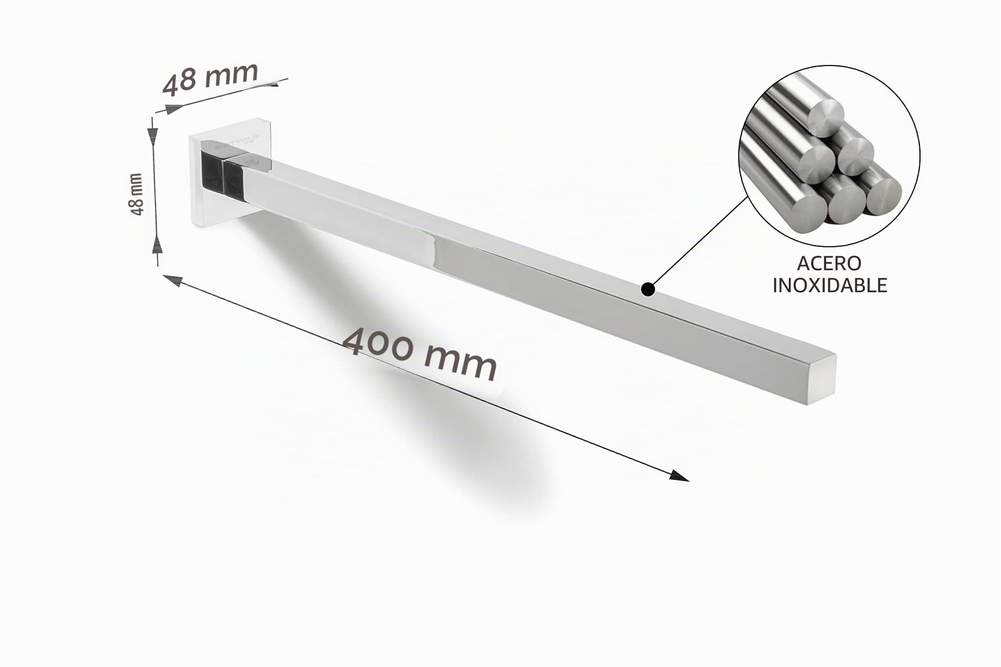 400S1 Toallero de Pared | Acero Inoxidable Pulido Antióxido Sus 304 | Toallero Cromado Moderno para Baños | Barra para Toallas Duradera y Elegante - Cromo | Toallero Pared De Acero Inoxidable SUS304 40 Cm; Acabado Cromo, Montaje Mural, Accesorio Práctico