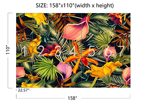 Cliouar-Tropical Plants Palm Leaves Wallpaper Mural Bedroom Living Room Decor 158" X 110"(Not Self-Adhesive) #TOP2