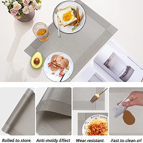 Silver Table Place Mats and Coasters Sets of 6 (Grey) - Image 6