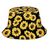 Sunflower Bucket Hat Summer Pattern Print Hat Travel Packable Sun Cap Outdoor Hat for Women and Men