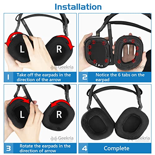 Image of Geekria Comfort Hybrid Velour Replacement Ear Pads for Corsair HS80 Max / HS80 USB Wired / HS80 RGB Wireless Gaming Headphones Ear Cushions, Repair Parts (Black)