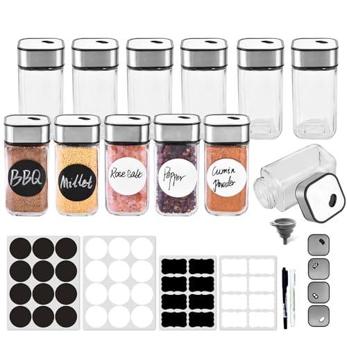 FDGAUCA Gewürzgläser Eckig mit Streueinsatz, 12 Gewürzstreuer mit...