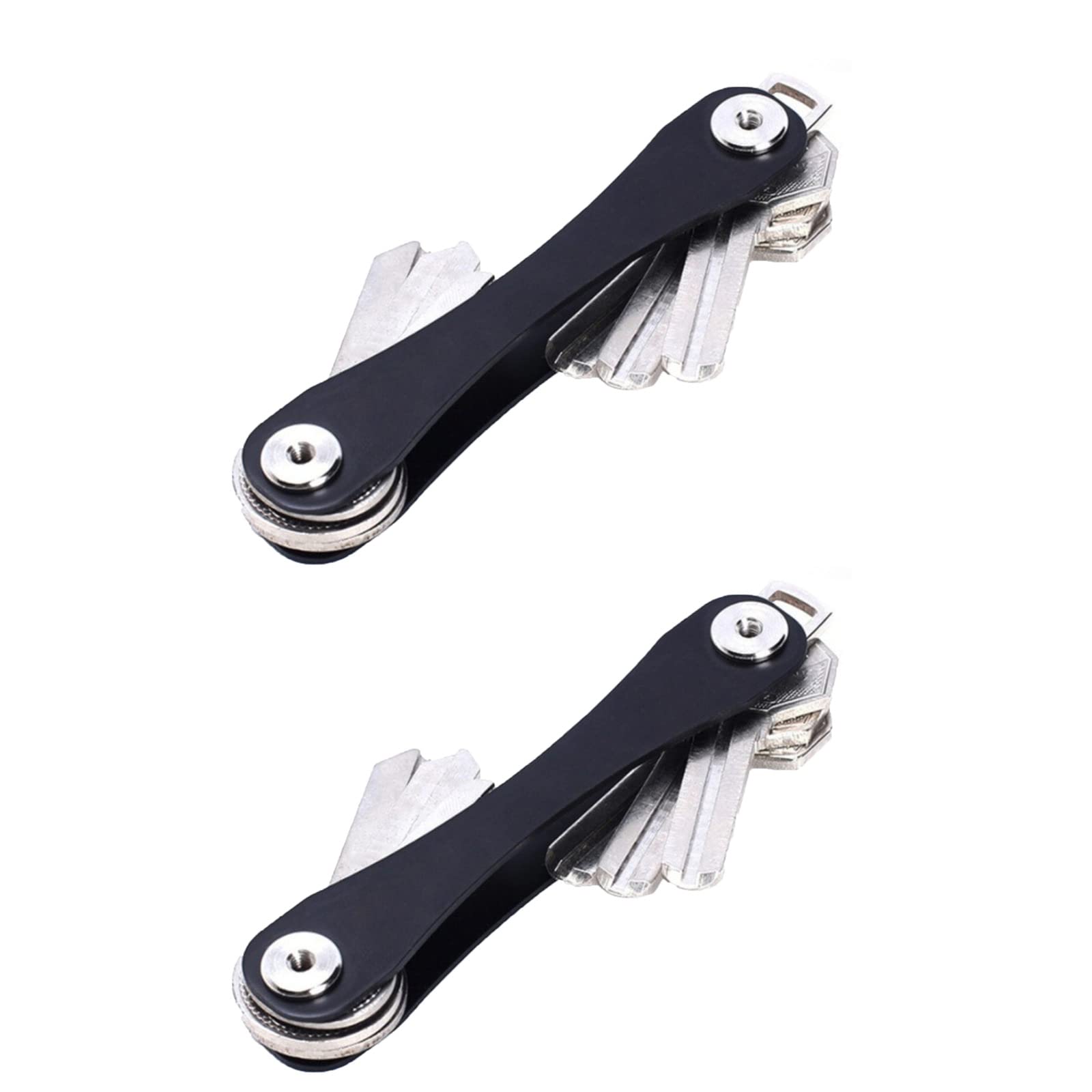 fizade2 Pack Metal Key Holder and Key Organizer, Compact Keychain Secures 2-8 Keys