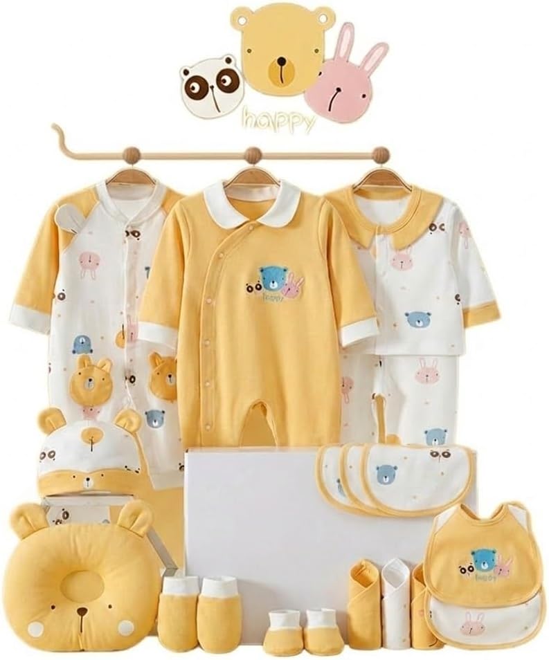 27-Piece Newborn Boy Clothes Set, 100% Cotton Baby Boy Gift Set, Layette Essentials, Soft Breathable, Mint Green